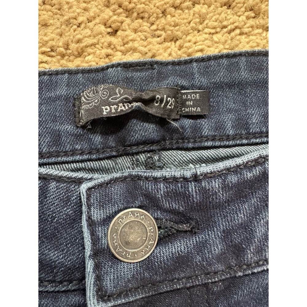 Prana Jeans Women 8/29 Button Up Straight Leg Mid-Rise Dark Blue Denim Preppy - Picture 2 of 9